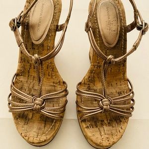 Banana Republic copper metallic cork mignon wedge